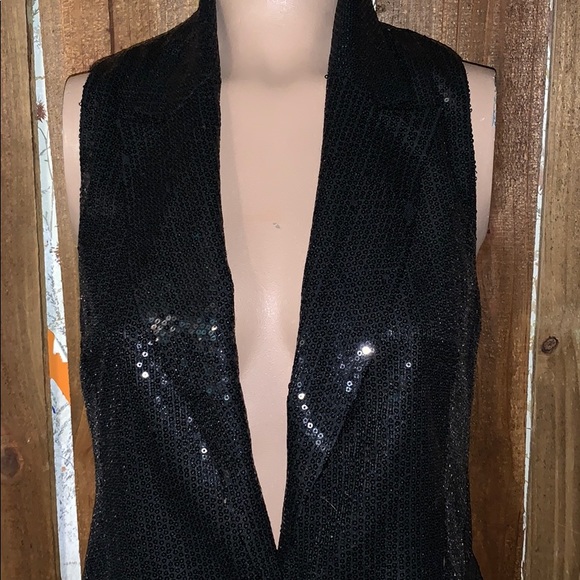 Black Sequin Vest By planet Funk size medium - Picture 2 of 4
